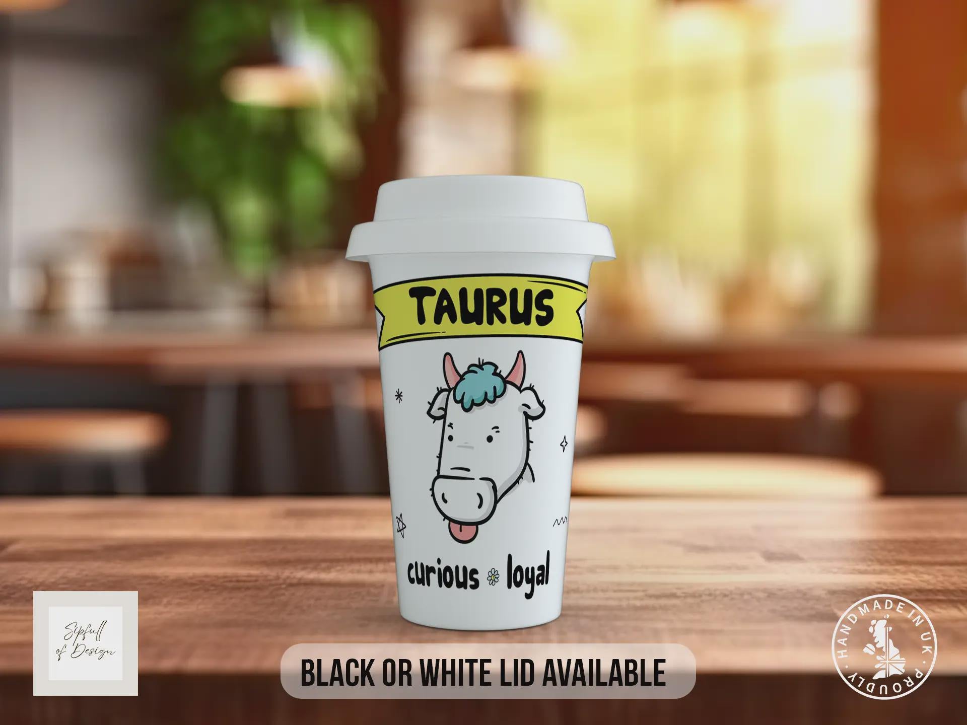 Taurus Travel Mug – Zodiac Star Sign Insulated Coffee Cup Gift