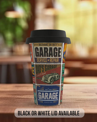 Dad Mechanic Garage Travel Mug – Retro Workshop Insulated Cup Gift