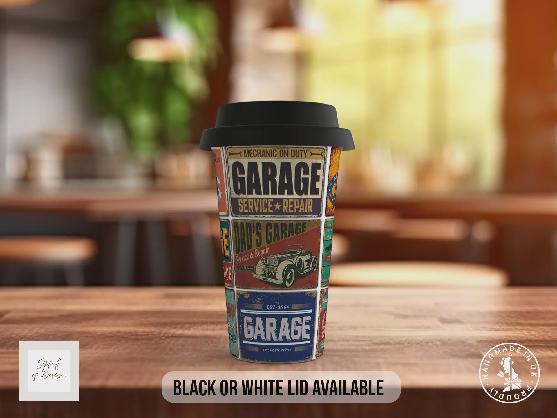 Dad Mechanic Garage Travel Mug – Retro Workshop Insulated Cup Gift