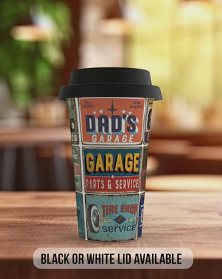 Dad Mechanic Garage Travel Mug – Retro Workshop Insulated Cup Gift