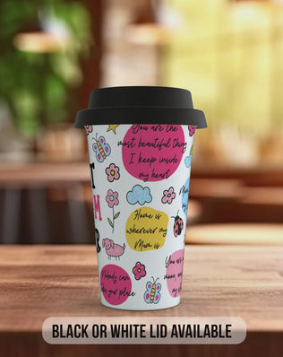 Best Mum Ever Travel Mug – Colourful Mother’s Day Gift – Insulated Coffee Cup with Black or White Lid