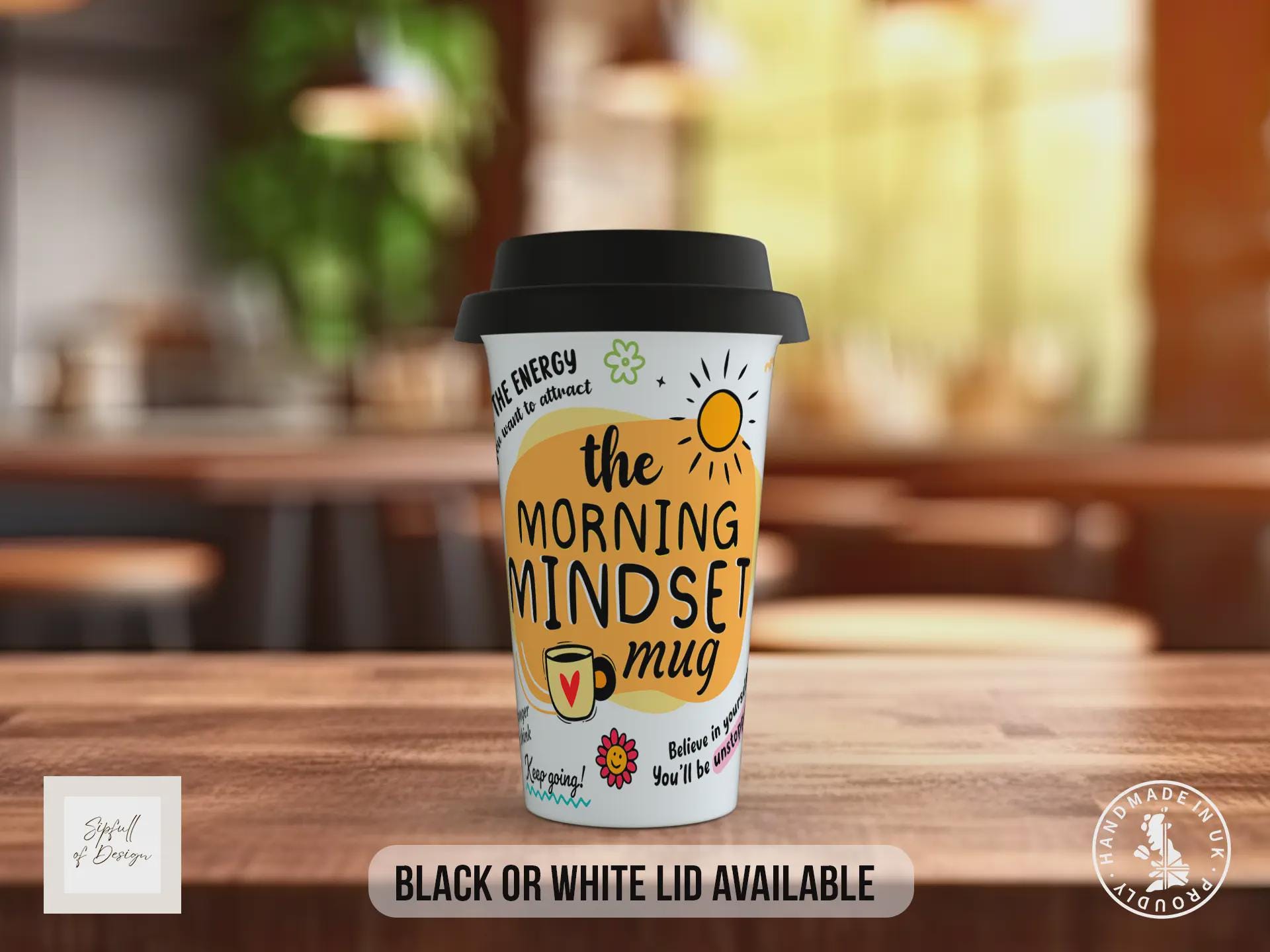 Happy Birthday Superstar Travel Mug – Colourful Positive Coffee Cup – Birthday Gift with Black or White Lid