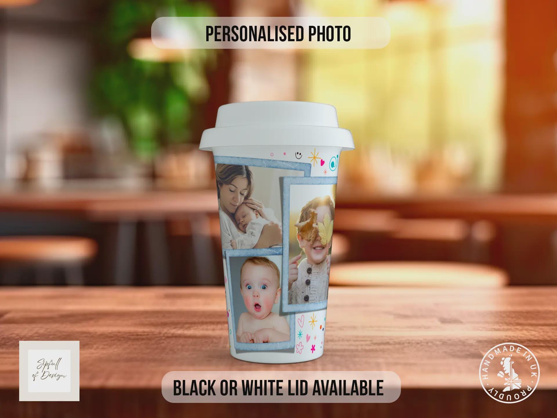 Personalised Best Mummy Ever Travel Mug – Custom Photo Coffee Cup with Black or White Lid – Mother’s Day Gift