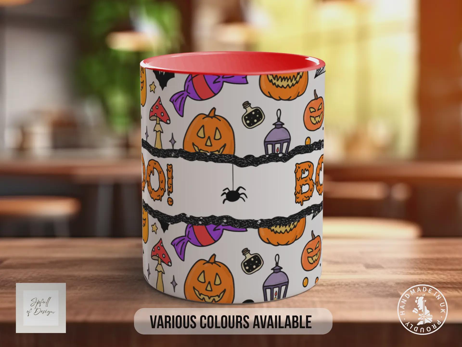 BOO! Halloween Mug – Pumpkin & Ghost Coffee Cup – Spooky Autumn Gift