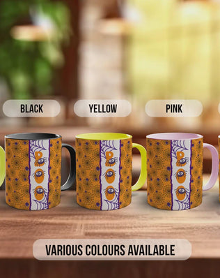 Halloween Spider Web Mug: Colorful Spiders & 