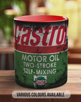 Castrol Two-Stroke Motor Oil Mug – Retro Vintage Garage Coffee Cup