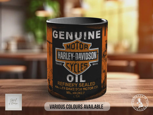 Harley-Davidson Motor Oil Mug – Vintage Retro Motorcycle Garage Gift