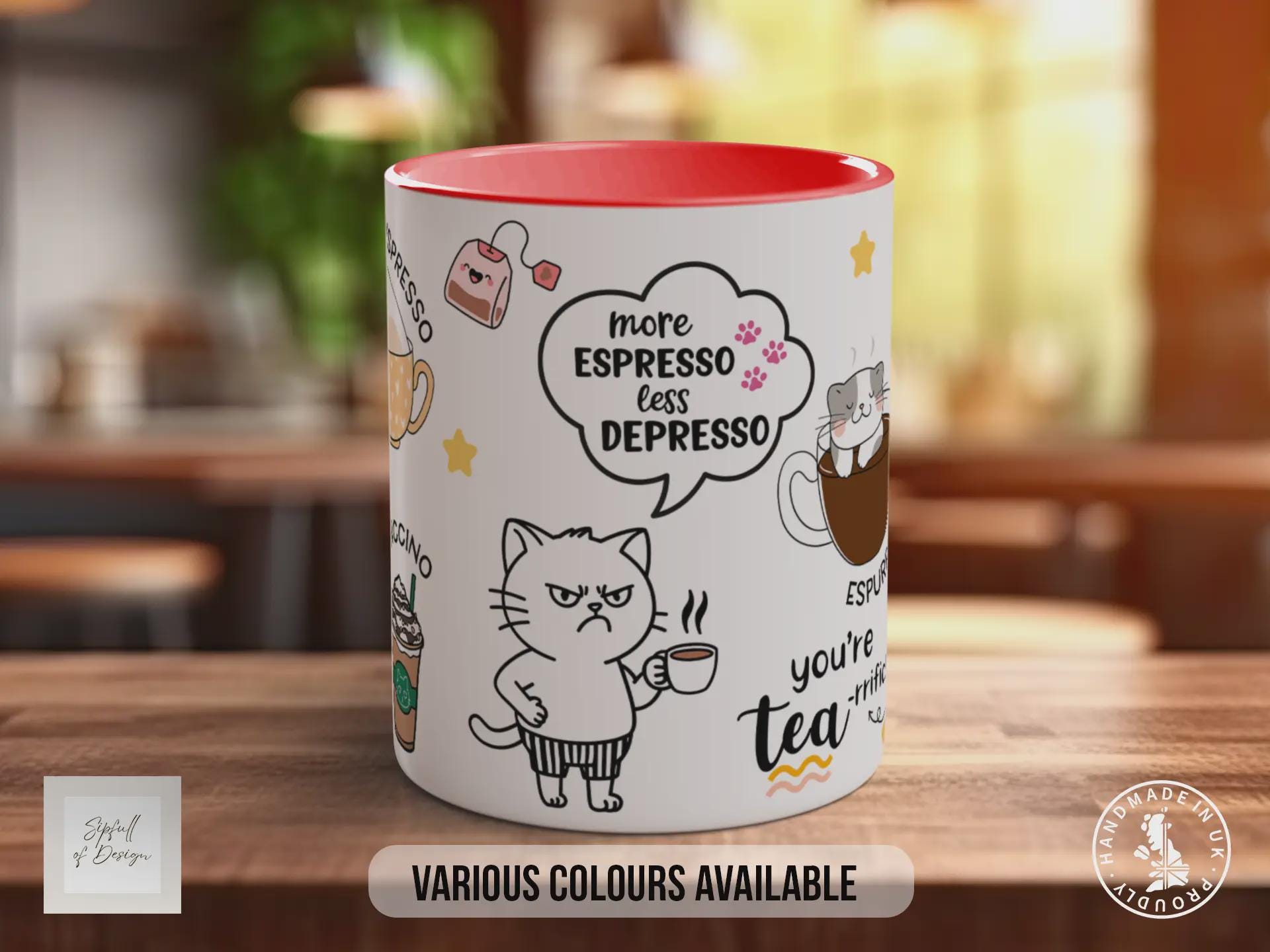 Caffeine Cats Mug – Funny Cat Lover Coffee Cup with Espresso Puns