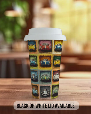 Speed Cars Travel Mug – Retro Motoring Double Insulated Coffee Cup