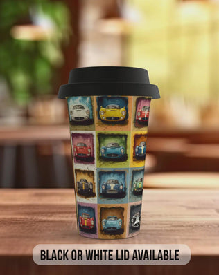 Speed Cars Travel Mug – Retro Motoring Double Insulated Coffee Cup