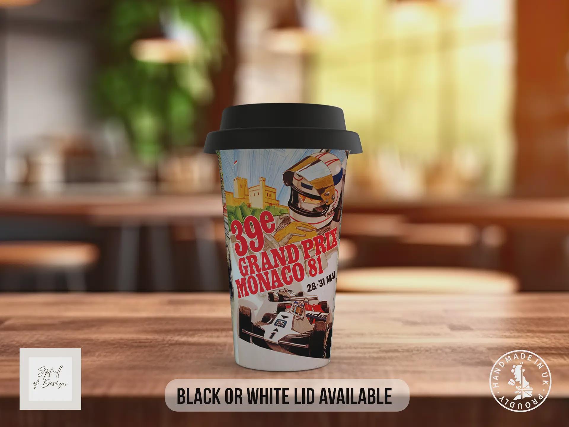 Monaco 70’s Grand Prix Travel Mug – Retro F1 Racing Insulated Cup