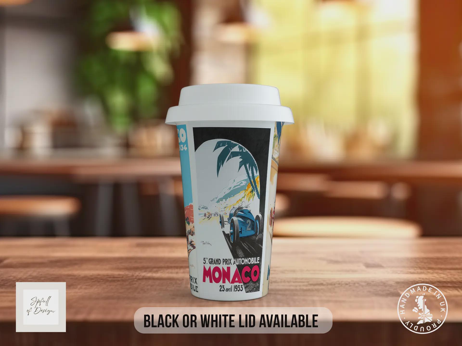 Monaco 30’s Grand Prix Travel Mug – Vintage Racing Poster Insulated Cup