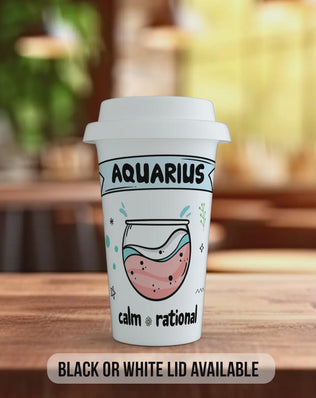 Aquarius Travel Mug – Zodiac Star Sign Insulated Coffee Cup Gift