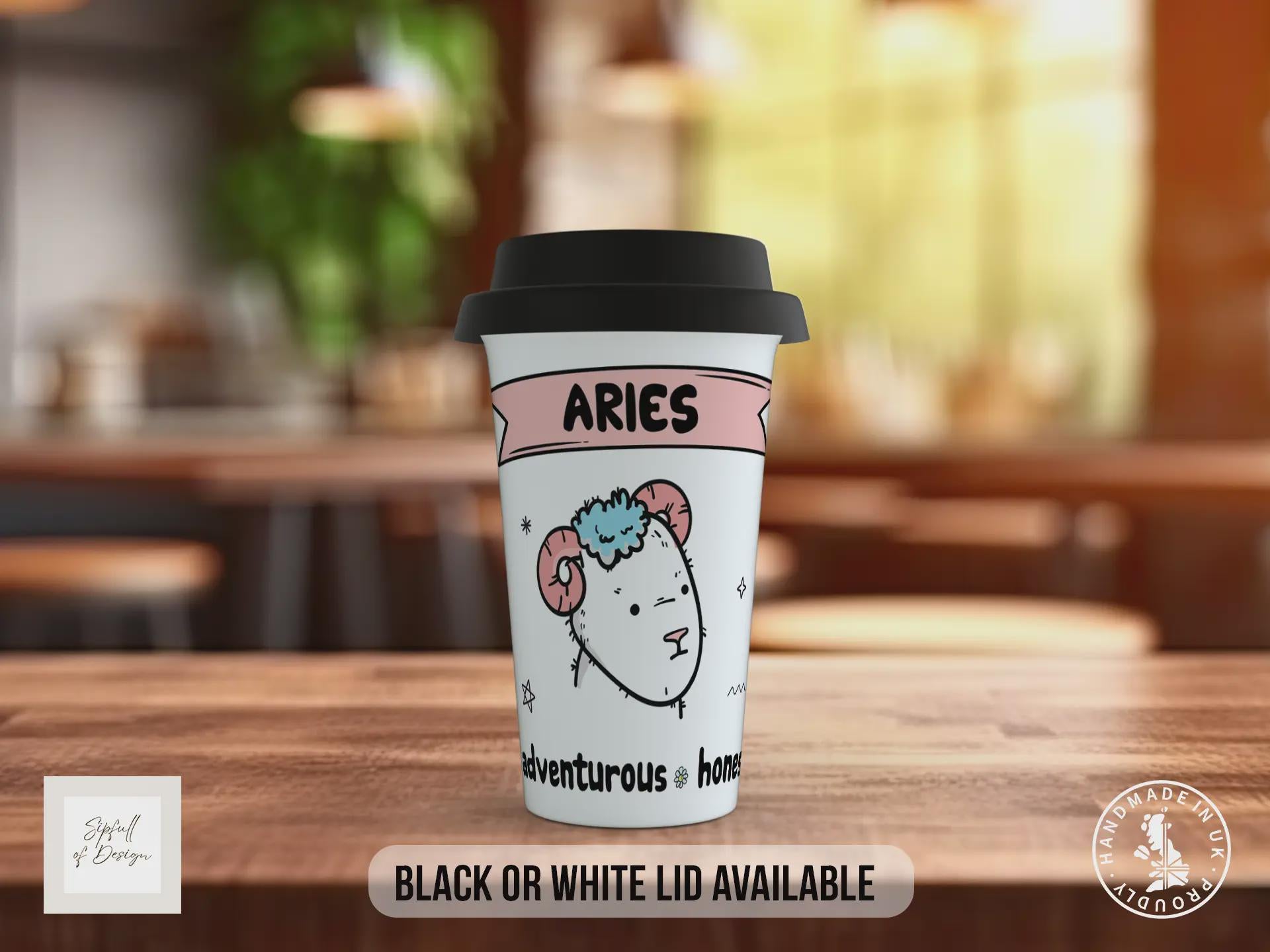 Aries Travel Mug – Zodiac Star Sign Insulated Coffee Cup Gift