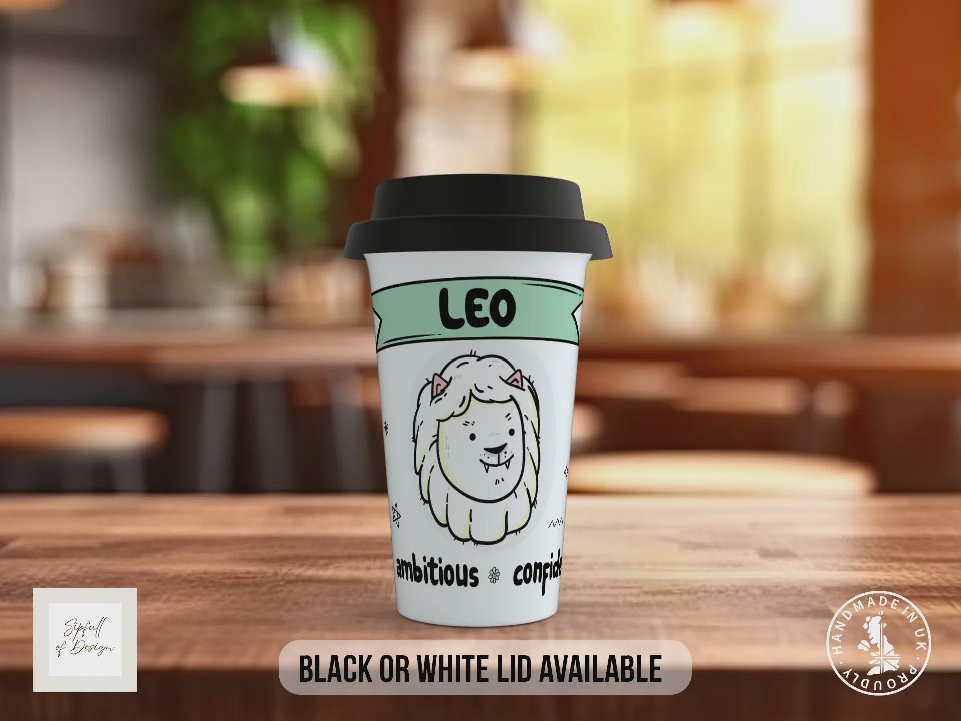 Leo Travel Mug – Zodiac Star Sign Insulated Coffee Cup Gift