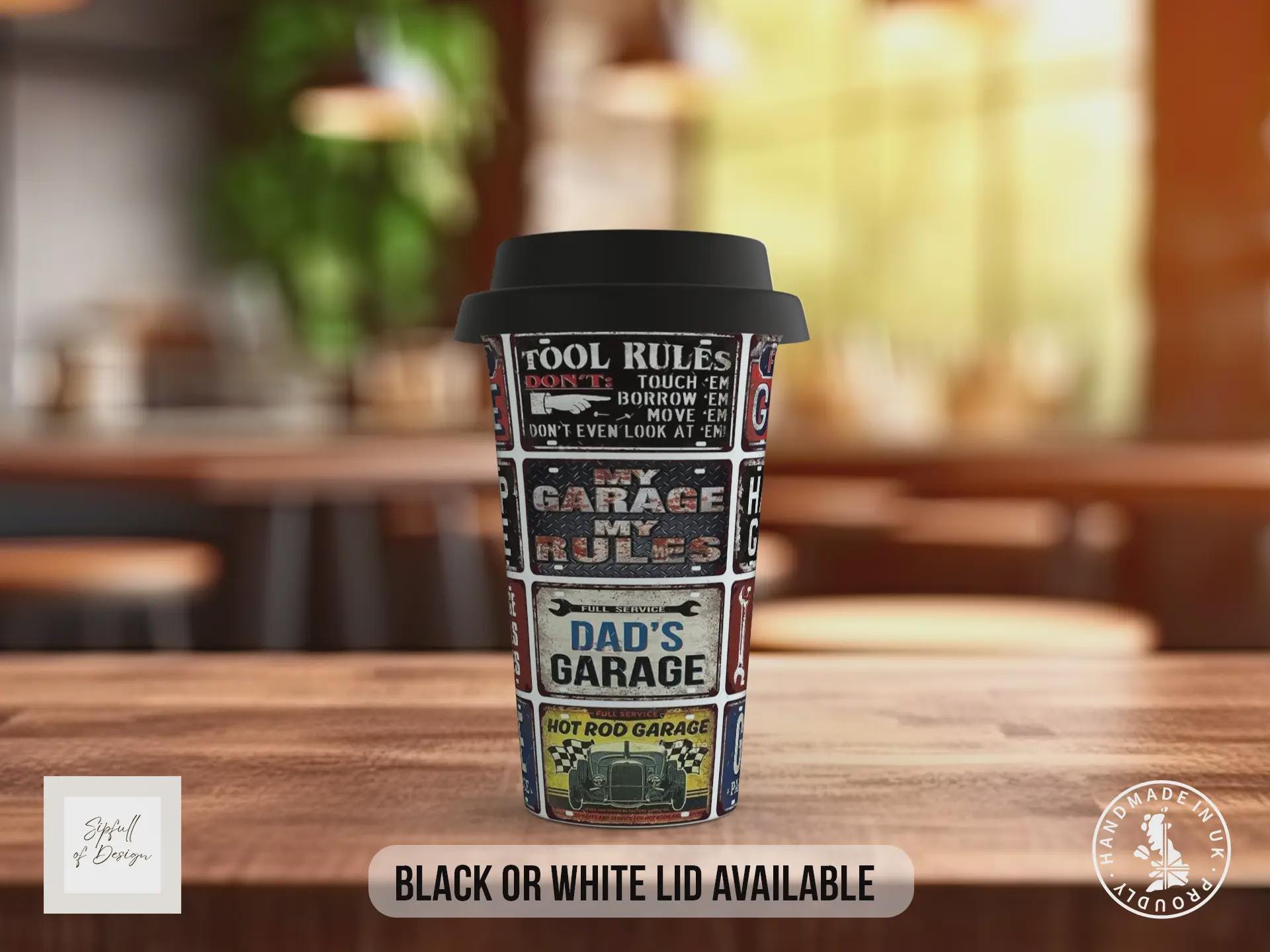 Hot Rod Dad Mechanic Travel Mug – Retro Garage Workshop Insulated Cup