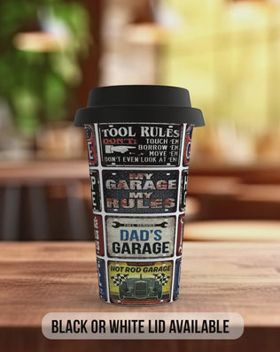 Hot Rod Dad Mechanic Travel Mug – Retro Garage Workshop Insulated Cup