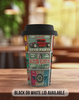 Dad Mechanic Garage Travel Mug – Retro Workshop Insulated Cup Gift