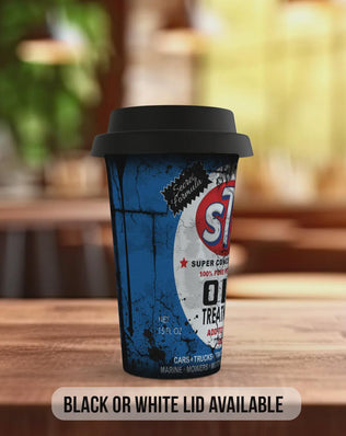 STP Oil Treatment Travel Mug – Retro Motoring Insulated Coffee Cup