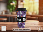 Personalised Halloween Travel Mug – Ghosts, Pumpkins & Bats Design – Custom Name Coffee Cup with Black or White Lid
