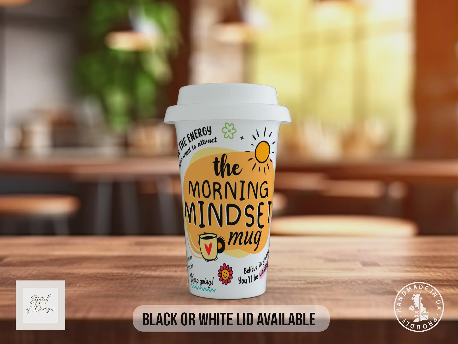 Happy Birthday Superstar Travel Mug – Colourful Positive Coffee Cup – Birthday Gift with Black or White Lid