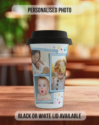 Personalised Best Nana Ever Travel Mug – Custom Photo Coffee Cup with Black or White Lid – Mother’s Day Gift