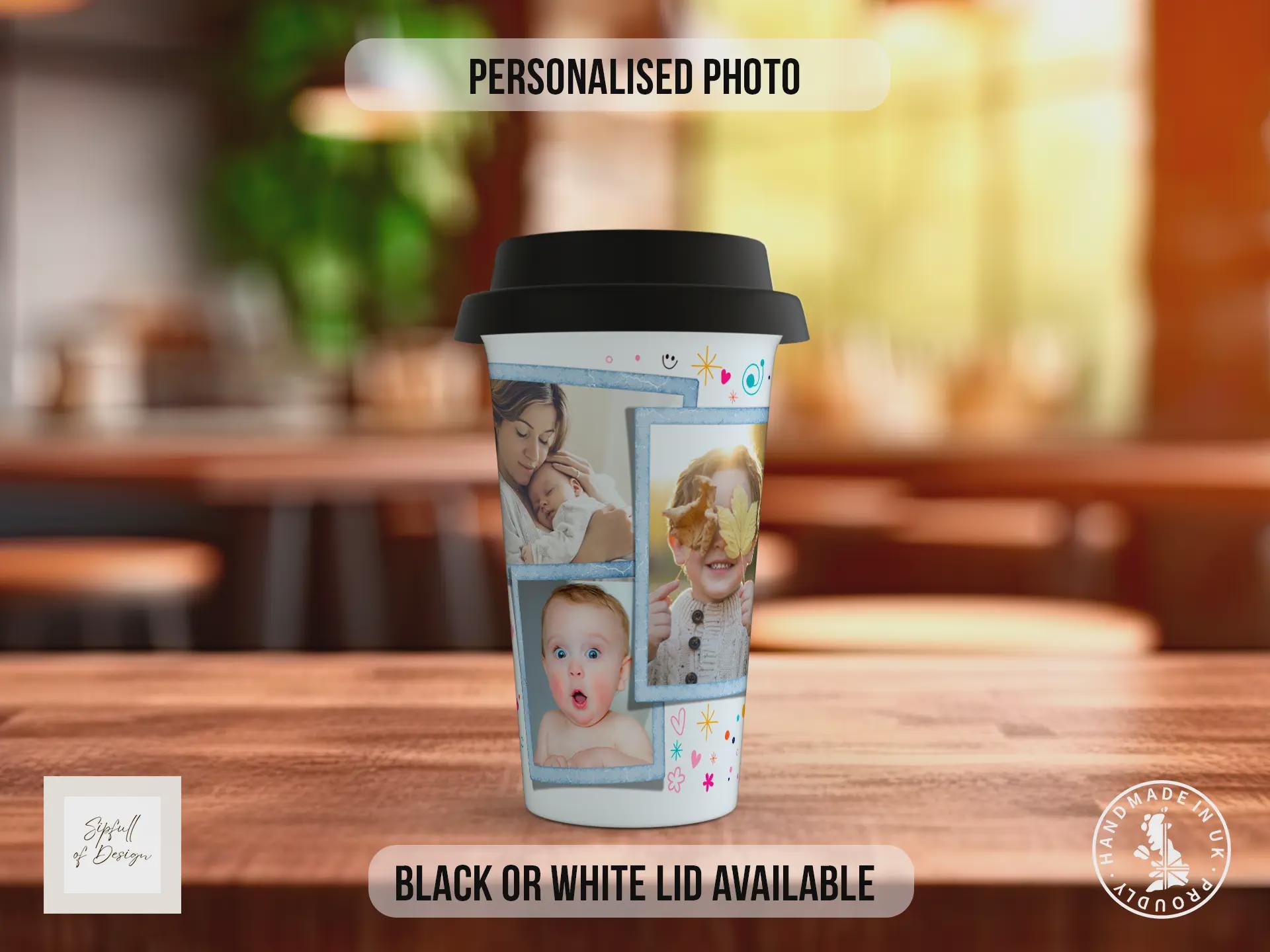 Personalised Best Nana Ever Travel Mug – Custom Photo Coffee Cup with Black or White Lid – Mother’s Day Gift