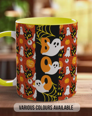 BOO Halloween Mug – Spooky Ghost & Pumpkin Coffee Cup – Autumn Gift