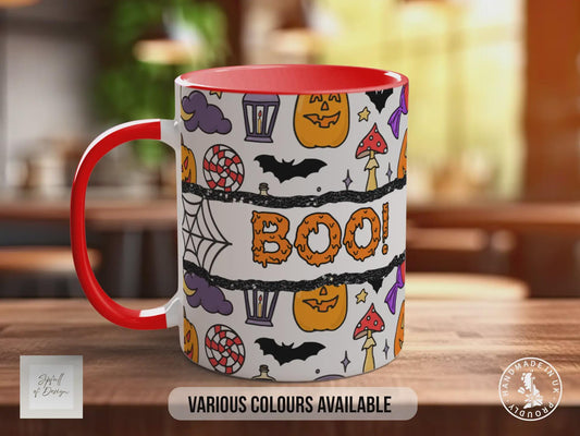 BOO! Halloween Mug – Pumpkin & Ghost Coffee Cup – Spooky Autumn Gift