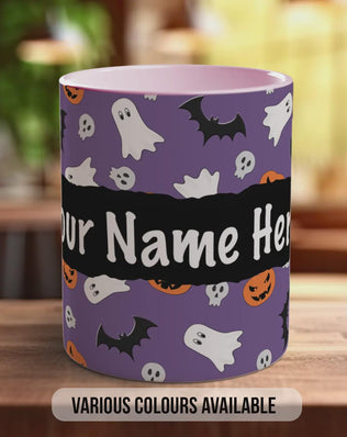 Personalised Halloween Mug – Custom Name Ghost & Pumpkin Coffee Cup