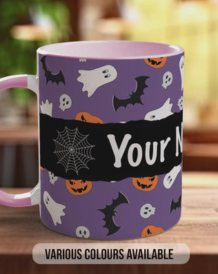 Personalised Halloween Mug – Custom Name Ghost & Pumpkin Coffee Cup