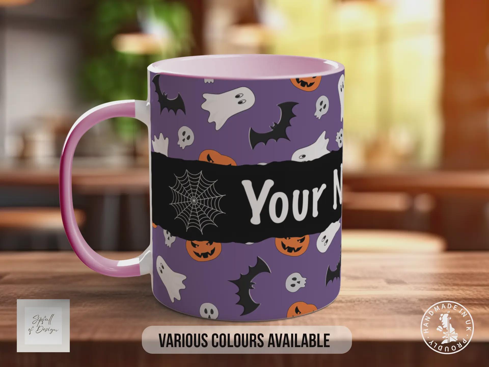 Personalised Halloween Mug – Custom Name Ghost & Pumpkin Coffee Cup