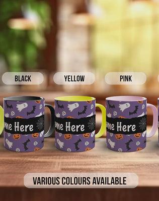 Personalised Halloween Mug – Custom Name Ghost & Pumpkin Coffee Cup