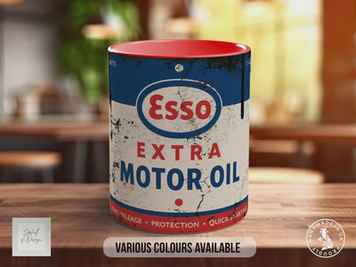 Esso Extra Motor Oil Mug – Retro Garage Gift for Car Lovers | Classic Esso Design | Handmade in Sussex UK