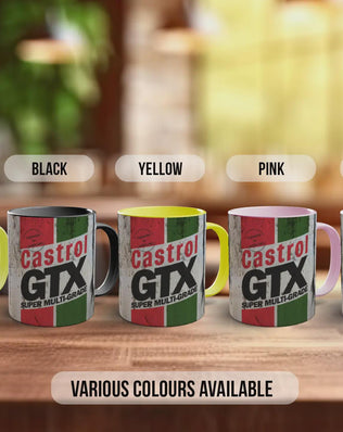 Castrol GTX Mug – Retro Motor Oil Design | Vintage Garage Gift for Car Lovers | Handmade in Sussex UK