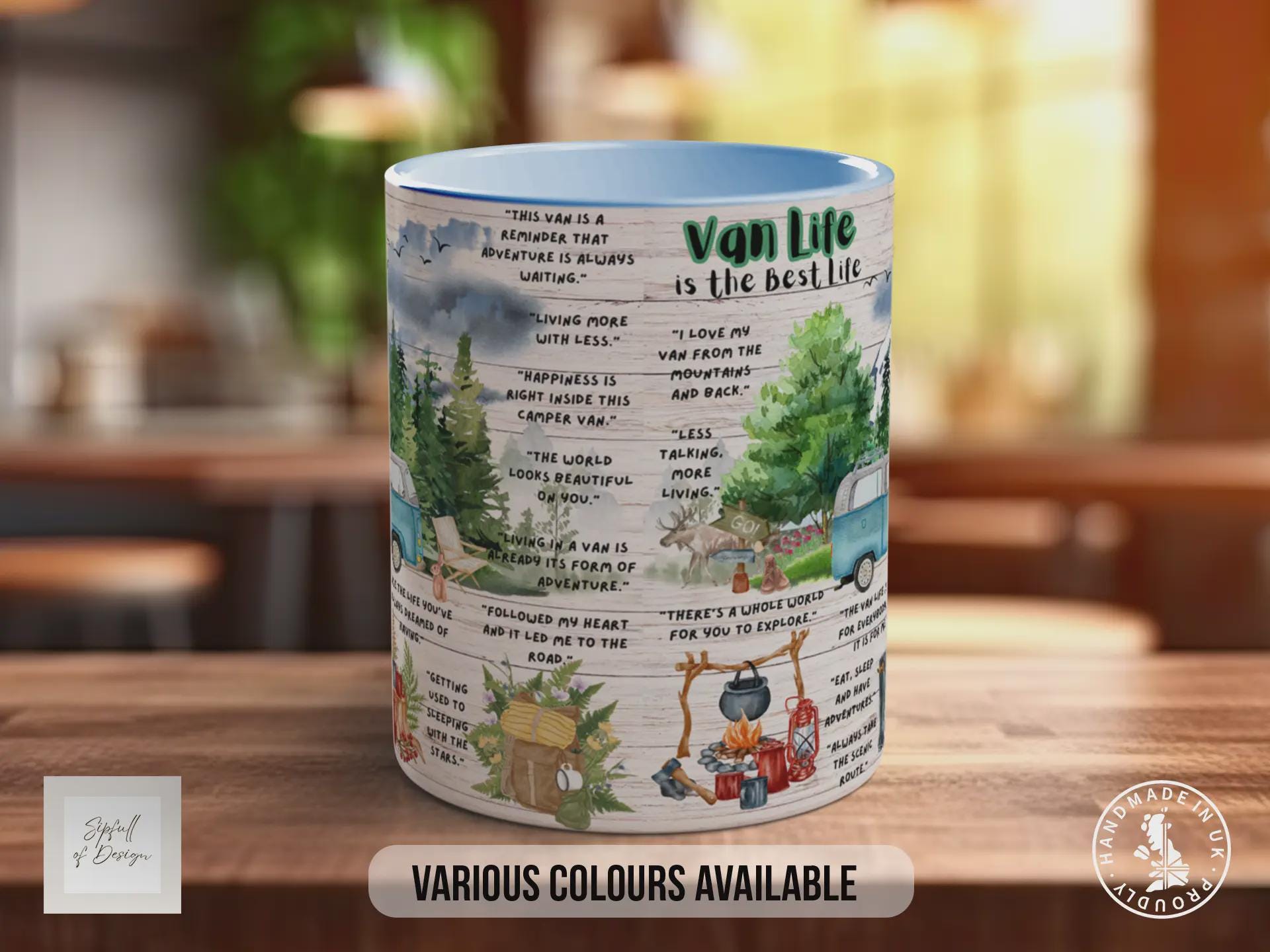 Van Life Travel Mug: Campervan Design, Handmade in Sussex