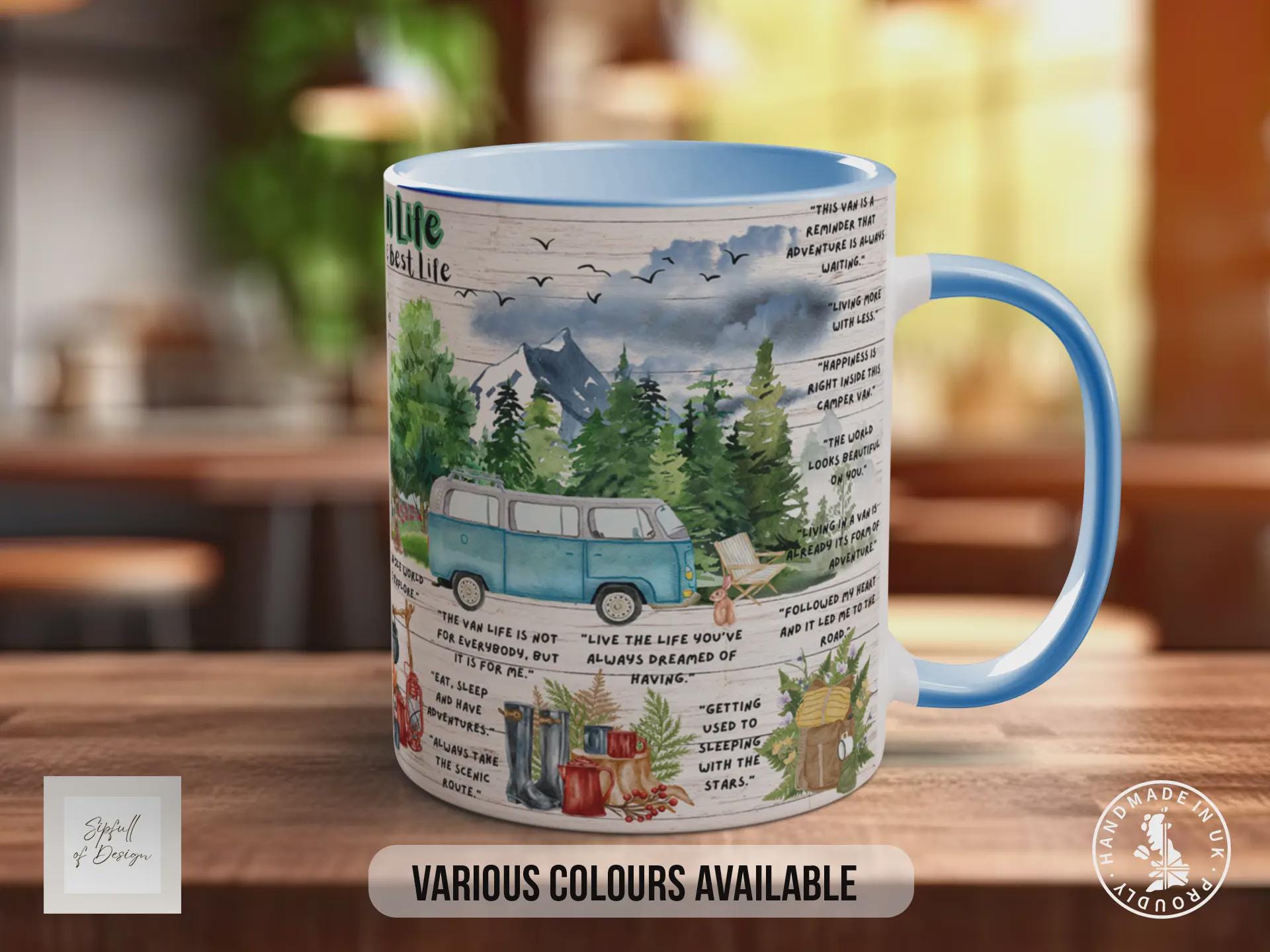Van Life Travel Mug: Campervan Design, Handmade in Sussex