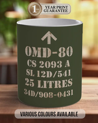 OMD-80 Military Oil Mug – Army Green Vintage Design | Retro Military Vehicle Gift | Handmade in Sussex UK