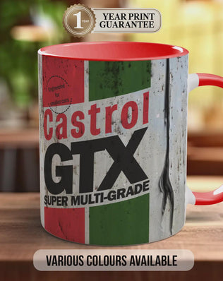 Castrol GTX Mug – Retro Motor Oil Design | Vintage Garage Gift for Car Lovers | Handmade in Sussex UK