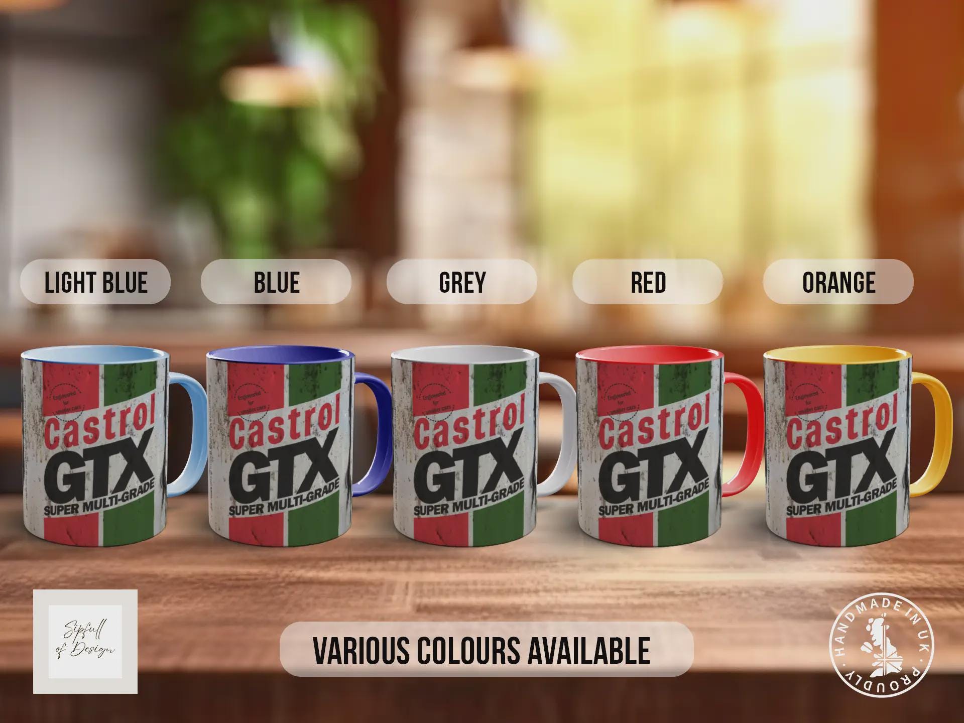 Castrol GTX Mug – Retro Motor Oil Design | Vintage Garage Gift for Car Lovers | Handmade in Sussex UK