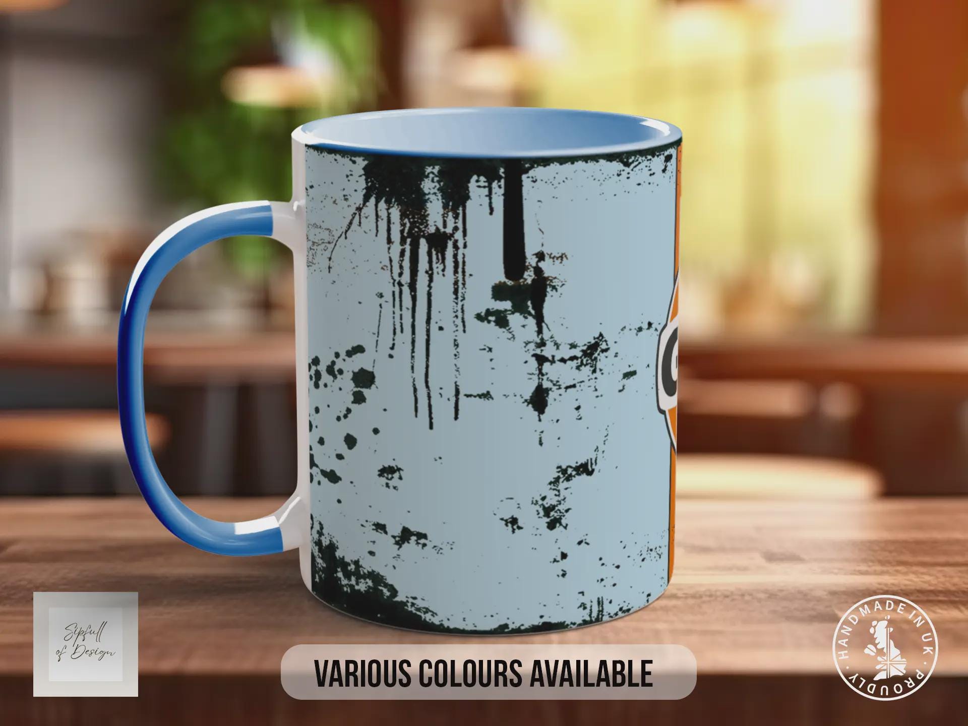 Vintage Gulf Oil Mug | Classic Racing Stripe Design | Retro Garage & Motorsport Gift | Handmade UK