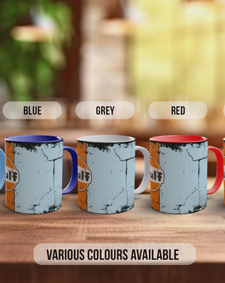 Vintage Gulf Oil Mug | Classic Racing Stripe Design | Retro Garage & Motorsport Gift | Handmade UK