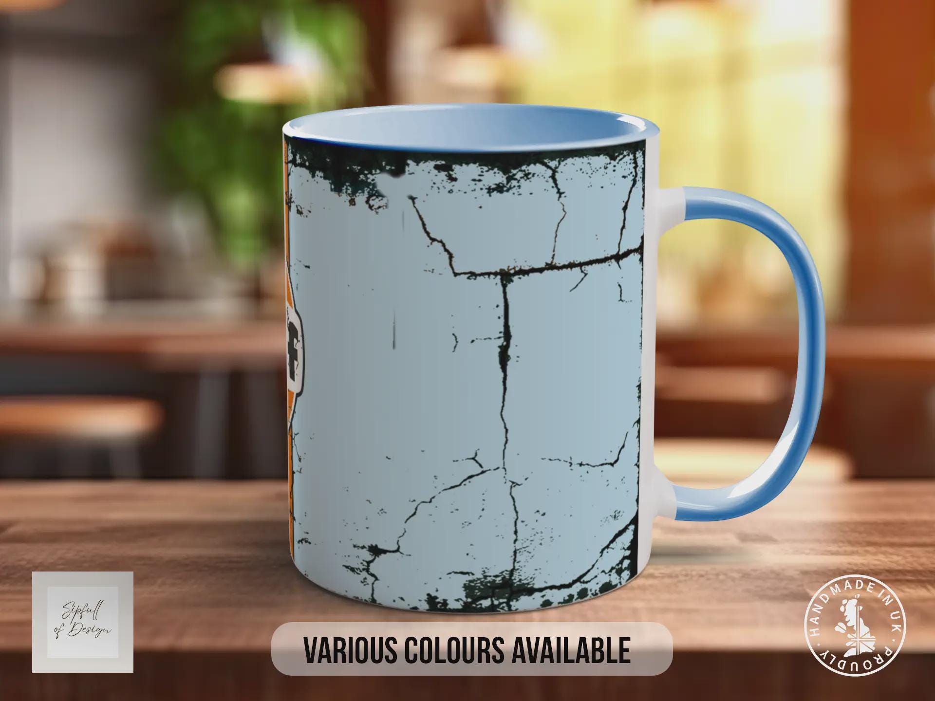 Vintage Gulf Oil Mug | Classic Racing Stripe Design | Retro Garage & Motorsport Gift | Handmade UK