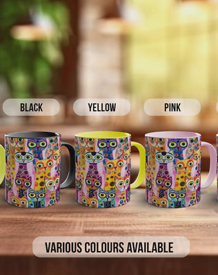 Colourful Cat Crowd Mug | Cat Lover Gift | Playful Cats Pattern | Handmade UK