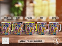 Colourful Cat Crowd Mug | Cat Lover Gift | Playful Cats Pattern | Handmade UK