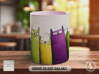 Colourful Tall Cats Mug | Cat Lover Gift | Playful Cat Art | Handmade UK