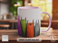 Colourful Tall Cats Mug | Cat Lover Gift | Playful Cat Art | Handmade UK