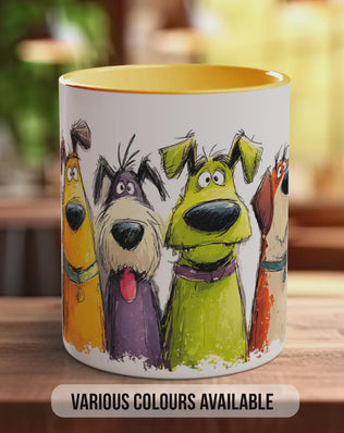 Colourful Dog Crowd Mug | Playful Dog Art | Handmade UK