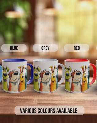 Colourful Dog Crowd Mug | Playful Dog Art | Handmade UK