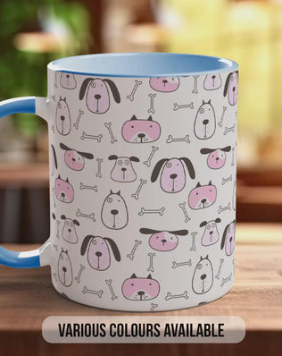 Pink Dog Pattern Mug | Dog Lover Gift | Playful Puppy Design | Handmade UK
